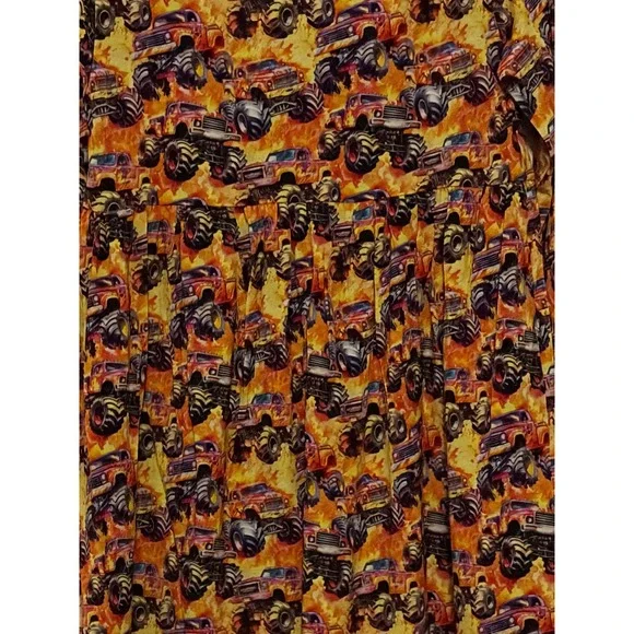 Gigi's Closet Toddler Girls 3T Monster Truck Flames Long Sleeve Dress - Picture 5 of 6